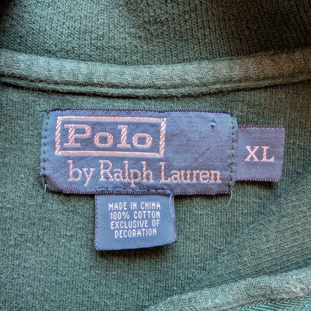 Polo Ralph Lauren Quarter Zip Pullover Mens XL Green Cotton Mock Neck Sweater - Picture 3 of 3